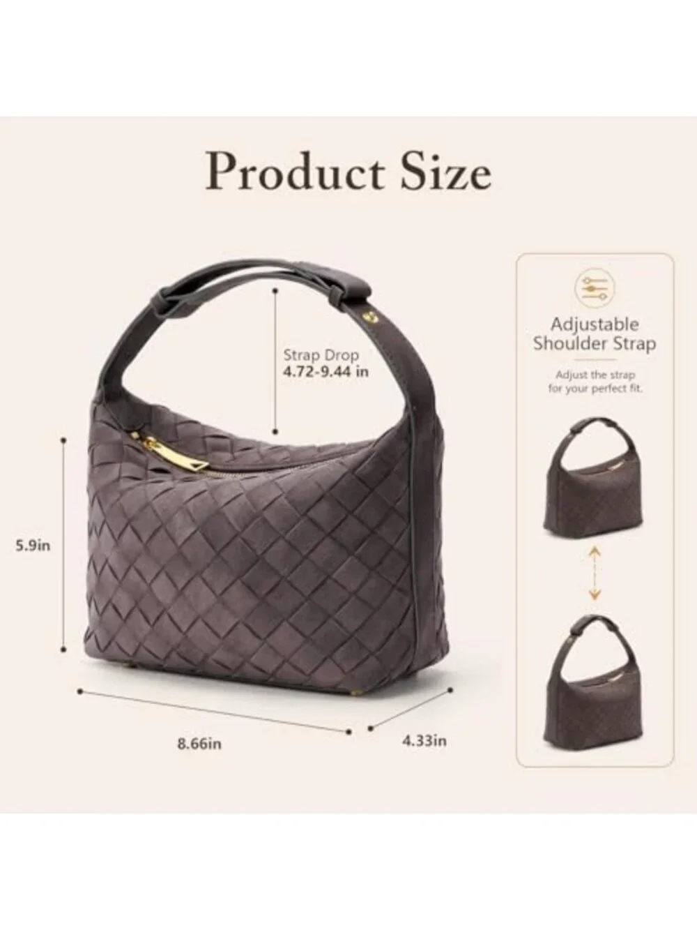 Stylish Woven Suede Shoulder Bag | Vegan Leather Hobo Handbag for Women